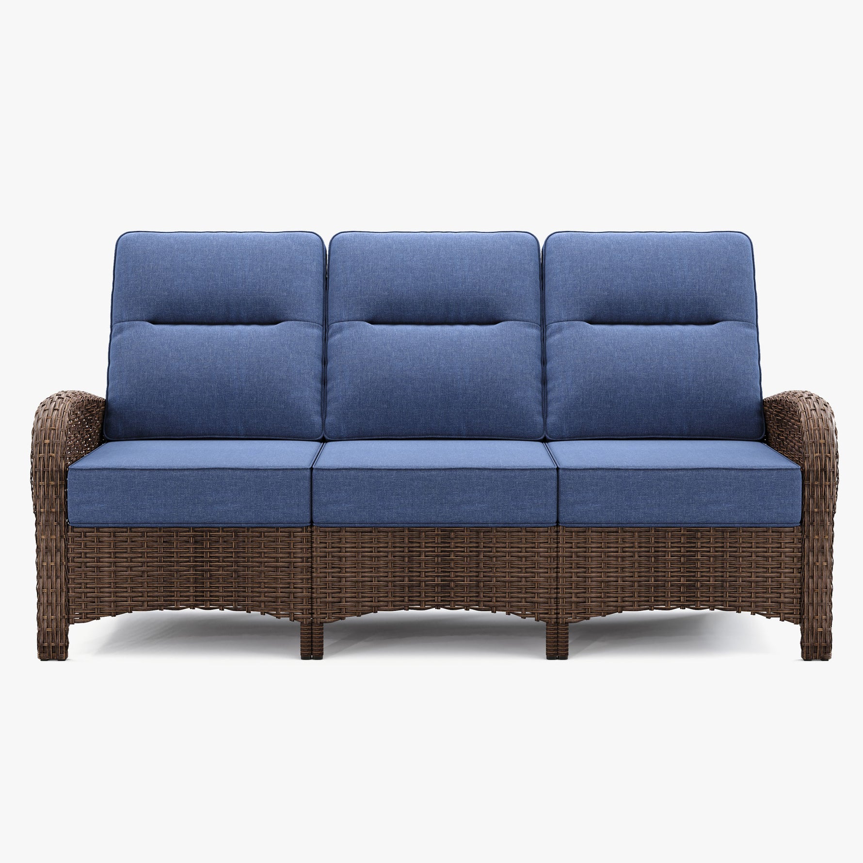 Brown Wicker Outdoor Sofa - 3 Seat
