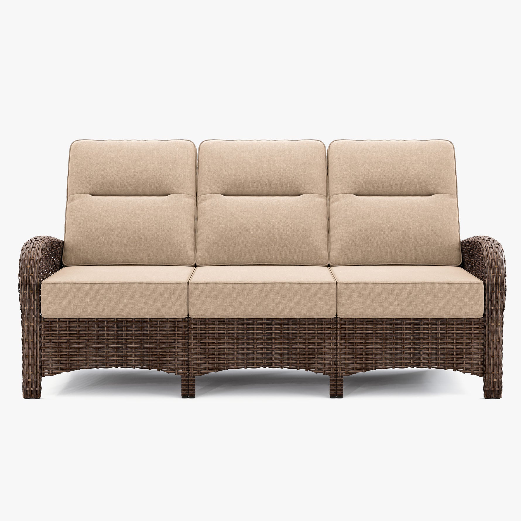 Brown Wicker Outdoor Sofa - 3 Seat
