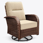 Brown Wicker Outdoor Swivel Rocking Chair