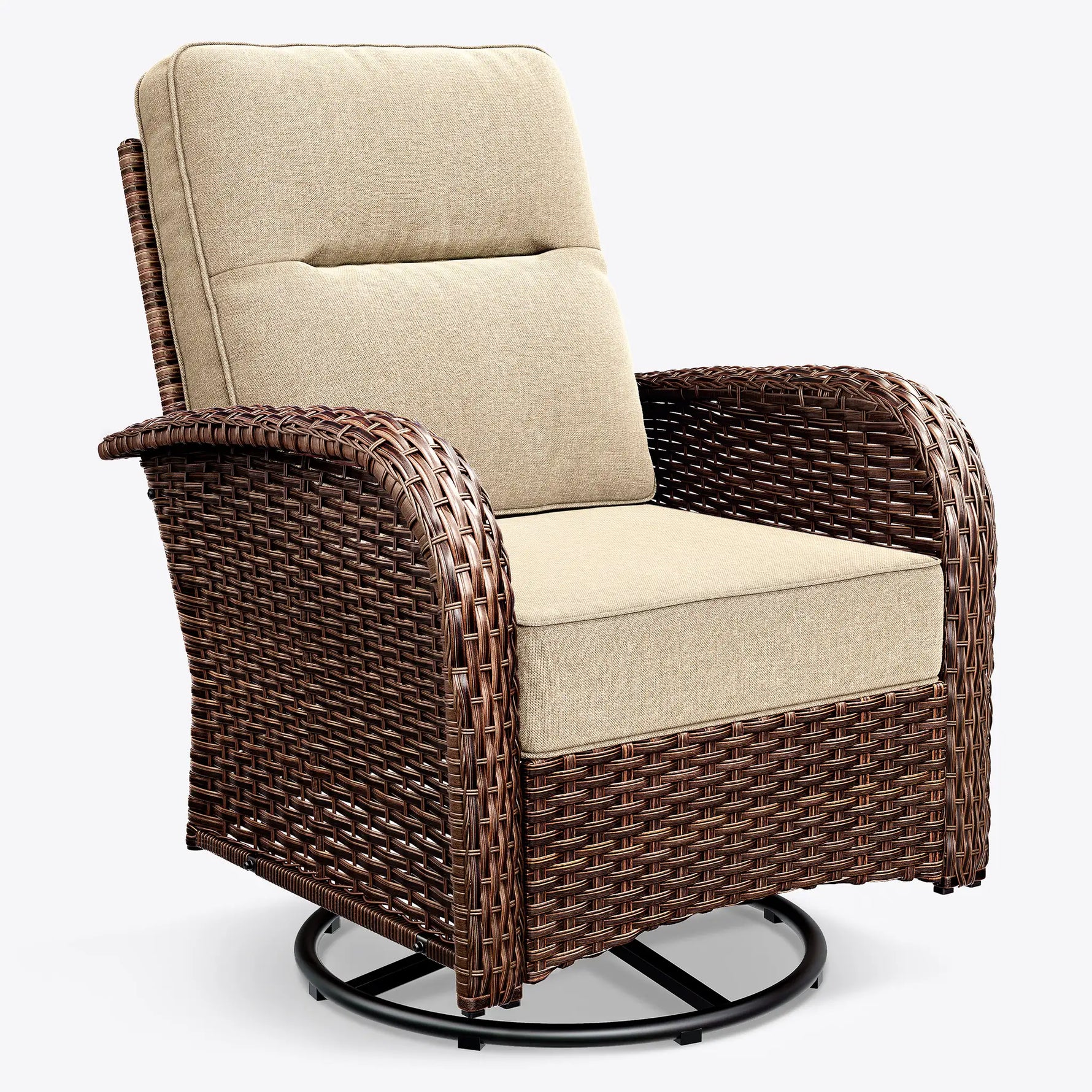 Brown Wicker Outdoor Swivel Rocking Chair