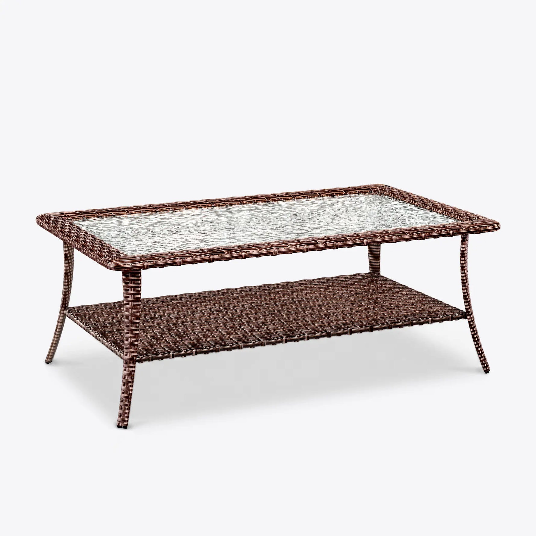 Brown Wicker Rectangular Outdoor Coffee Table