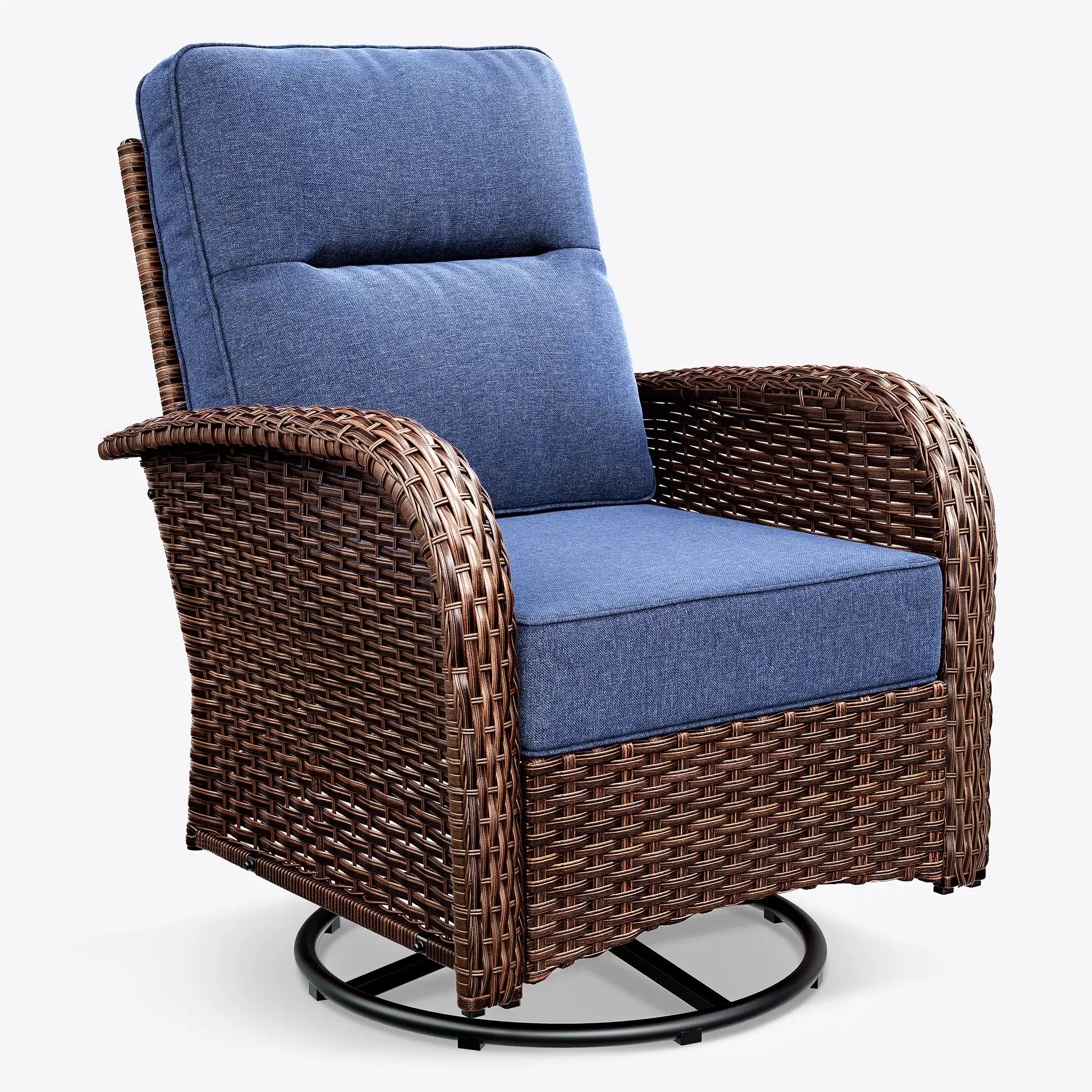 Brown Wicker Outdoor Swivel Rocking Chair