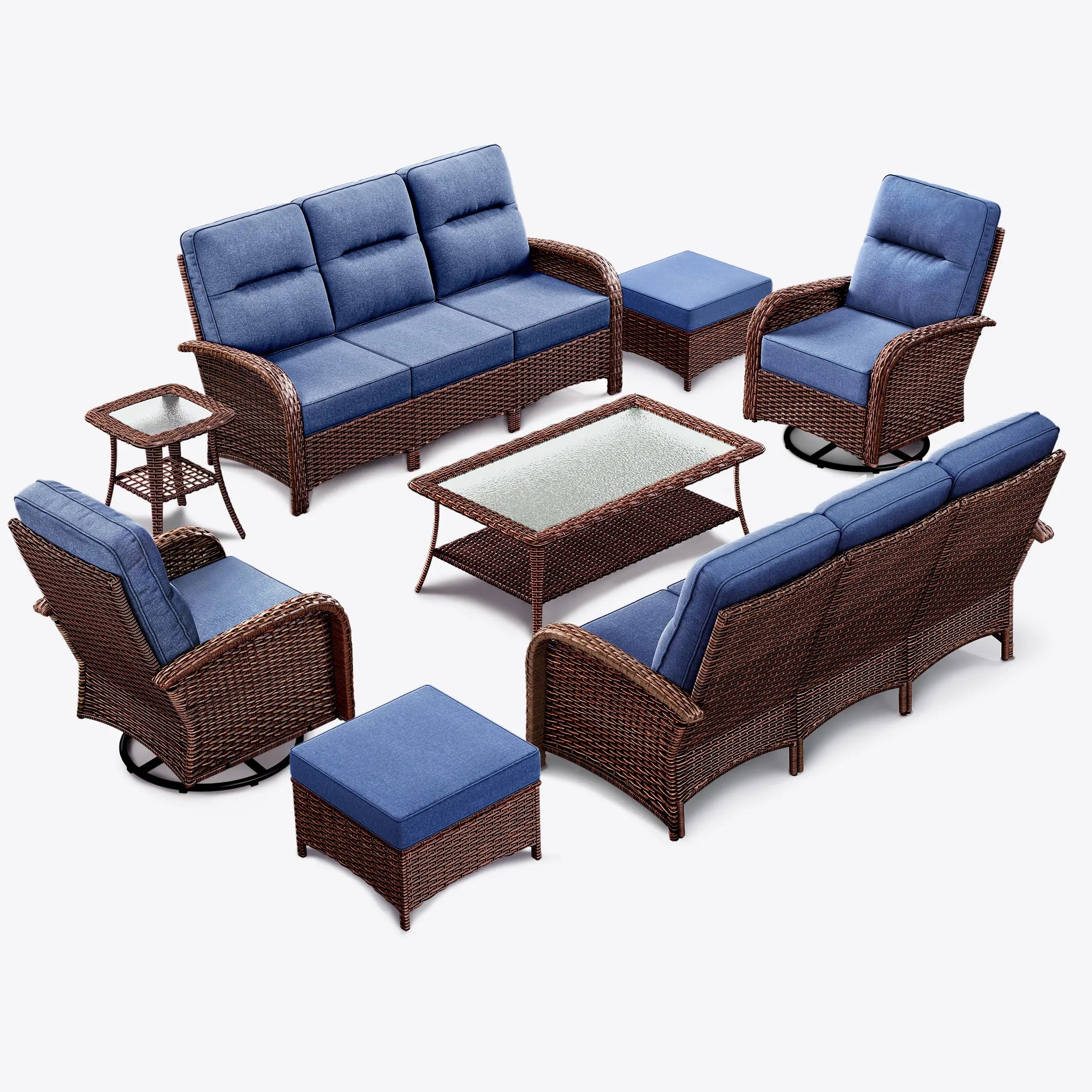 6-Piece Brown Wicker Patio Sofa Conversation Set