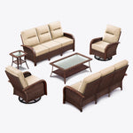 6-Piece Brown Wicker Patio Sofa Conversation Set