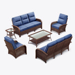 6-Piece Brown Wicker Patio Sofa Conversation Set