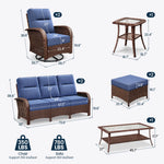 8-Piece Brown Wicker Patio Sofa Conversation Set with Ottomans