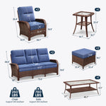 8-Piece Brown Wicker Patio Sofa Conversation Set with Ottomans