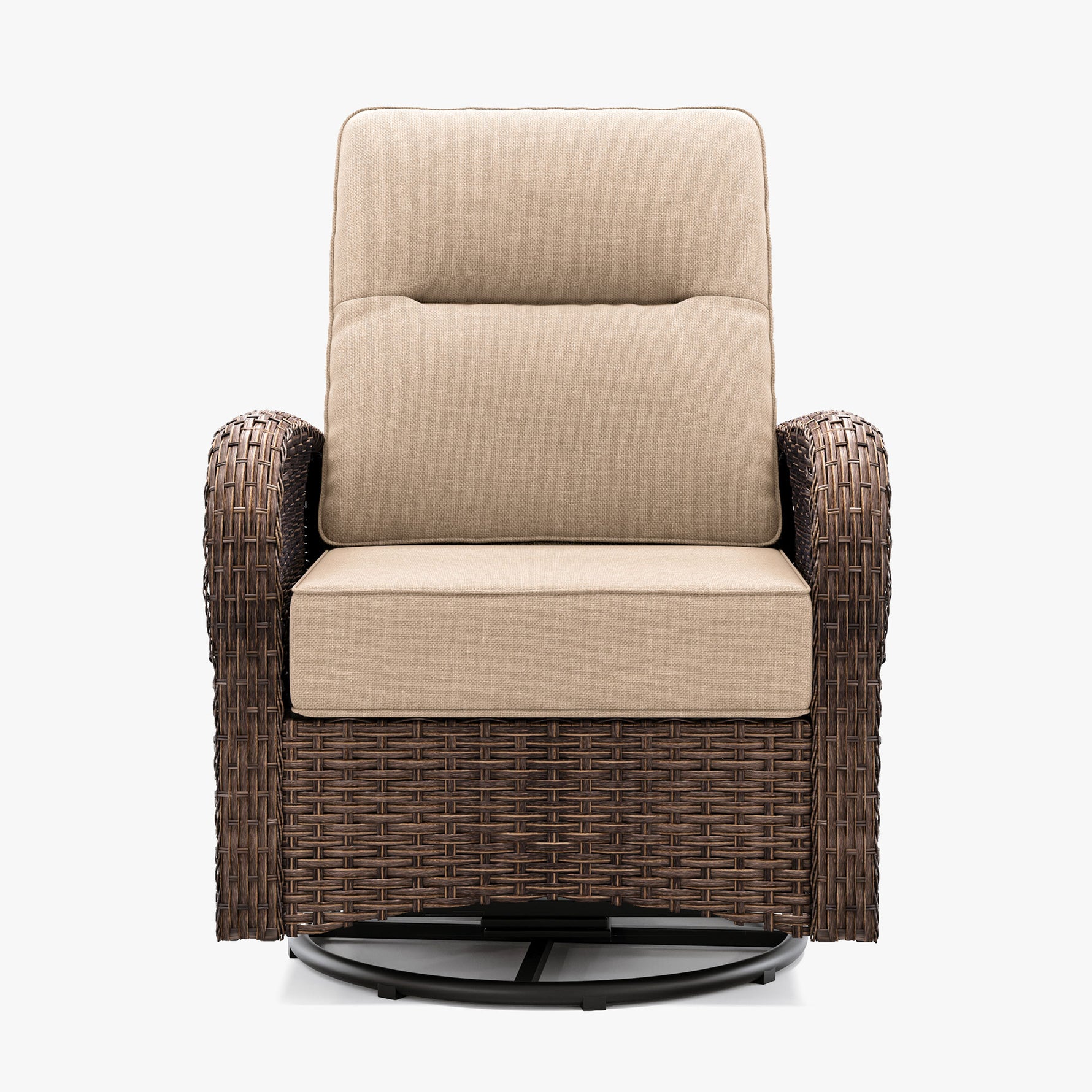 Brown Wicker Outdoor Swivel Rocking Chair