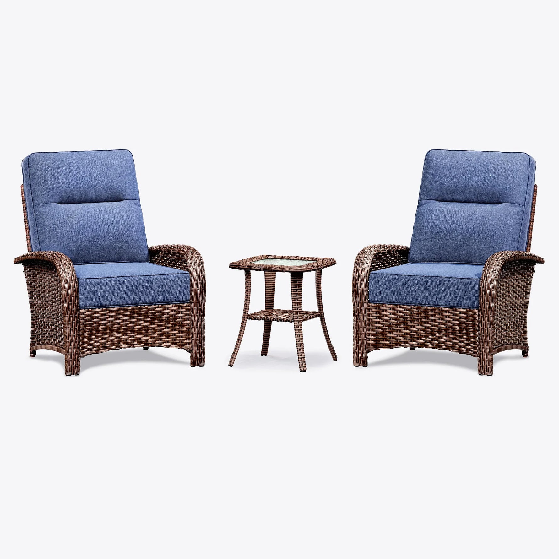 Wicker Patio Chair Set With Side Table