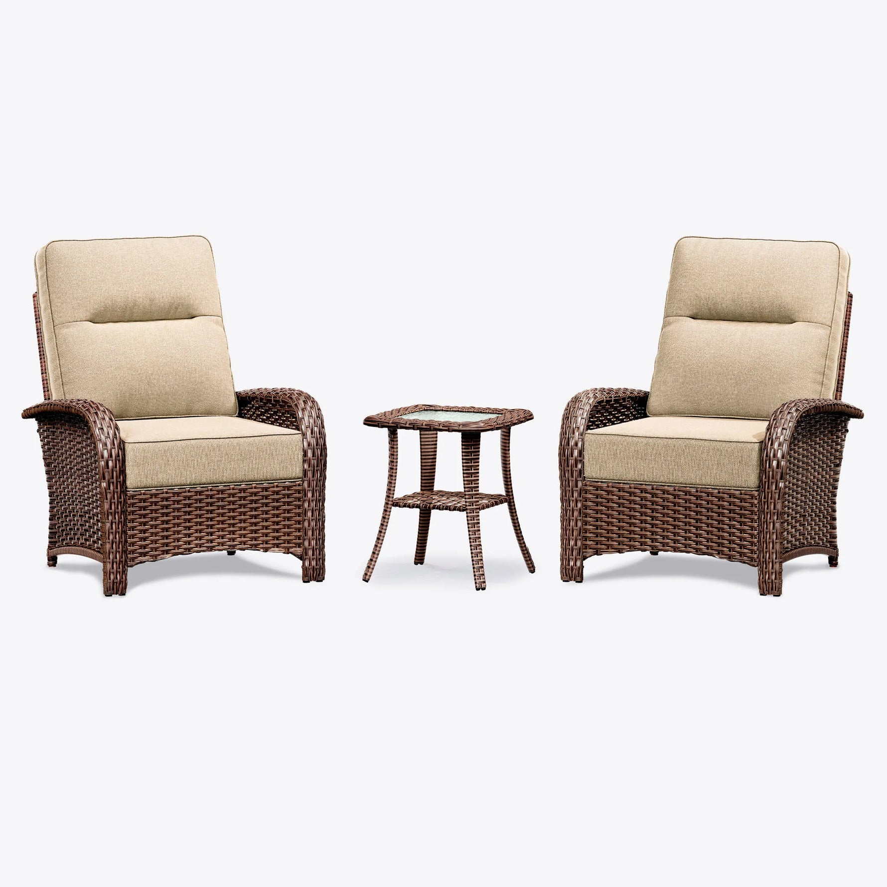 Wicker Patio Chair Set With Side Table