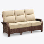 Brown Wicker Outdoor Sofa - 3 Seat