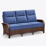 Brown Wicker Outdoor Sofa - 3 Seat