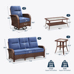 Wicker Outdoor Conversation Set with Coffee Table-5 Seat