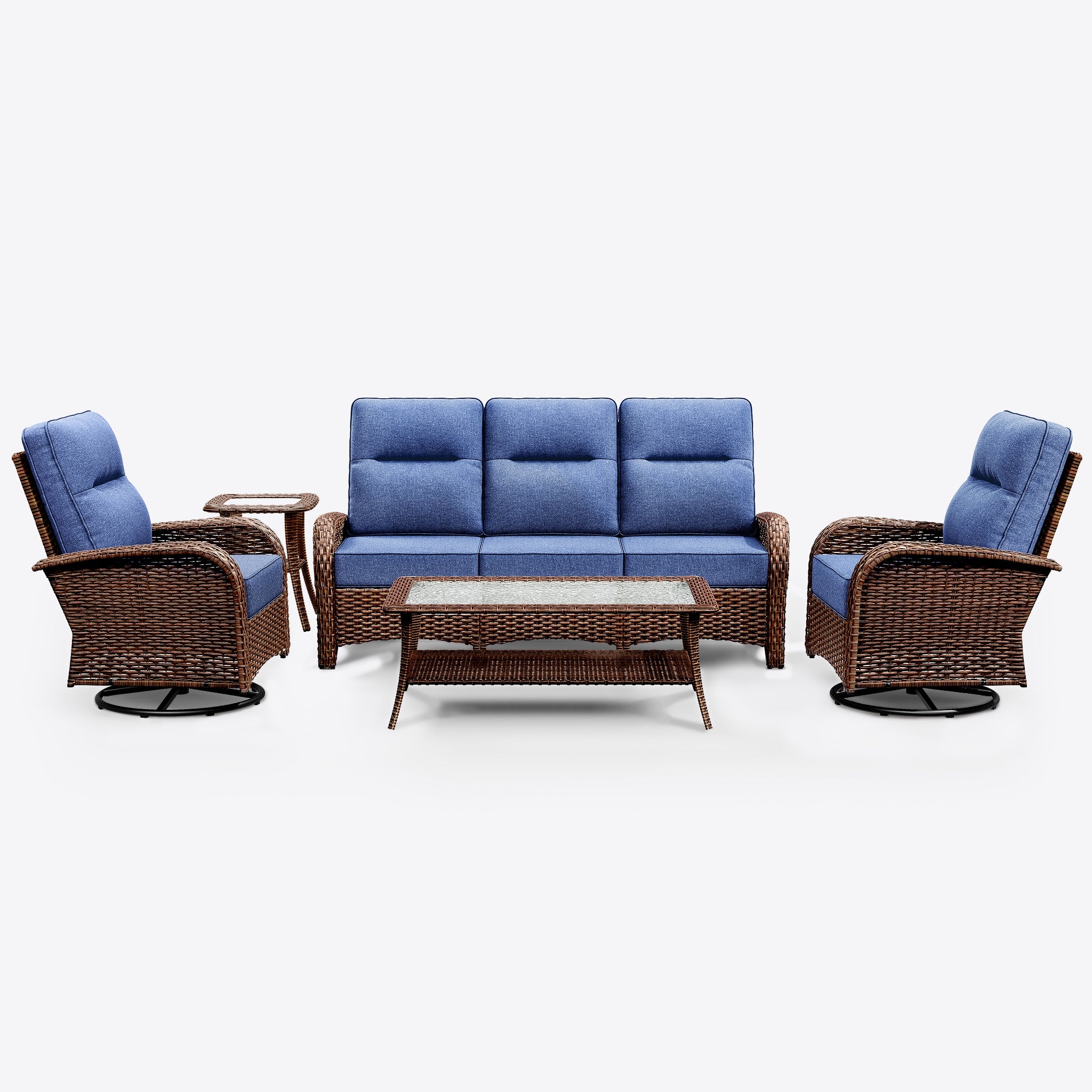 Wicker Outdoor Conversation Set with Coffee Table-5 Seat