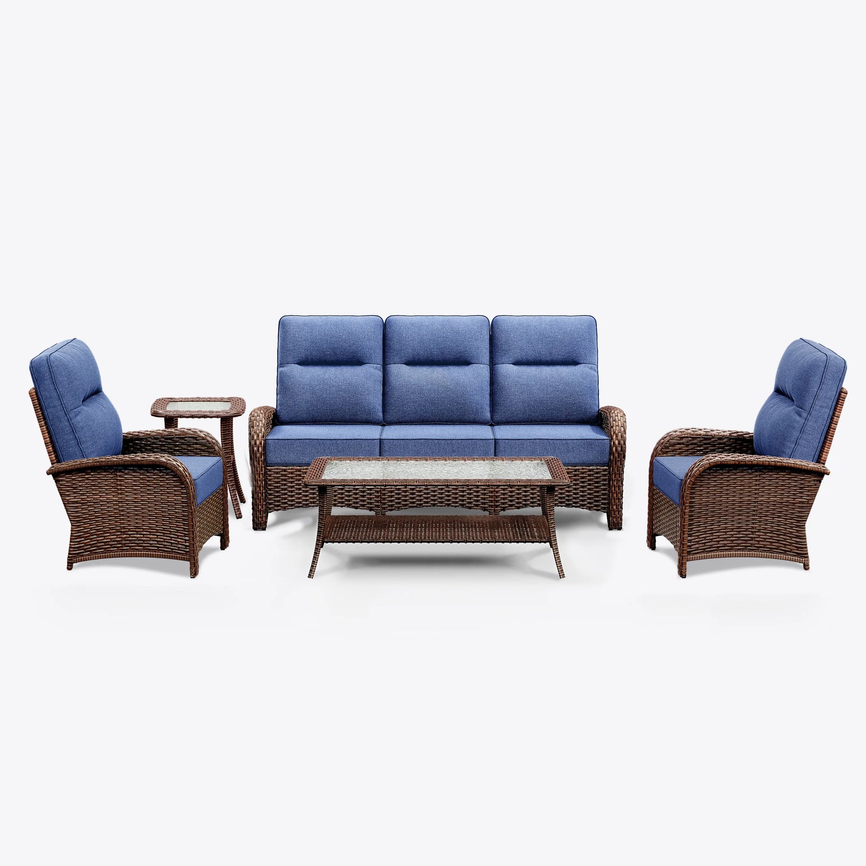 Wicker Outdoor Conversation Set with Coffee Table-5 Seat