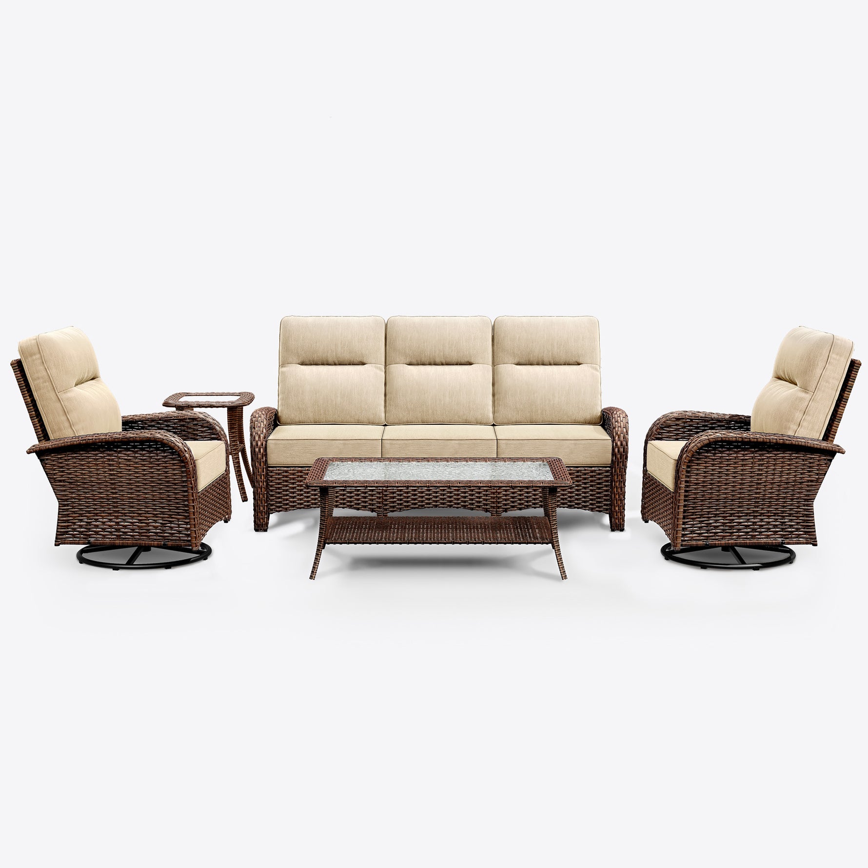 Wicker Outdoor Conversation Set with Coffee Table-5 Seat