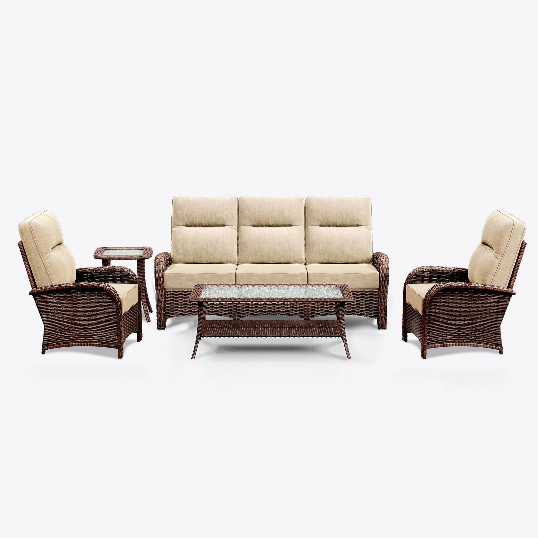 Wicker Outdoor Conversation Set with Coffee Table-5 Seat
