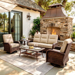 Wicker Outdoor Conversation Set with Coffee Table-5 Seat