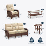 Wicker Outdoor Conversation Set with Coffee Table-5 Seat