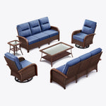 6-Piece Brown Wicker Patio Sofa Conversation Set