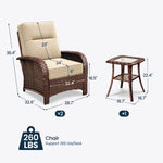Wicker Patio Chair Set With Side Table