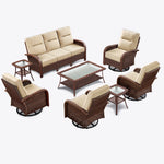 8-Piece Brown Wicker Patio Conversation Set