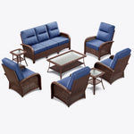 8-Piece Brown Wicker Patio Conversation Set