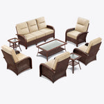 8-Piece Brown Wicker Patio Conversation Set