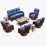 8-Piece Brown Wicker Patio Conversation Set
