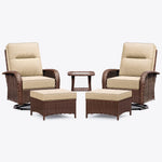 Wicker Patio Chair Set With Side Table & Ottomans