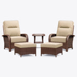 Wicker Patio Chair Set With Side Table & Ottomans