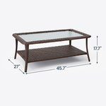 Brown Wicker Rectangular Outdoor Coffee Table